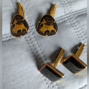 Gold and Black Bull Design Cufflinks